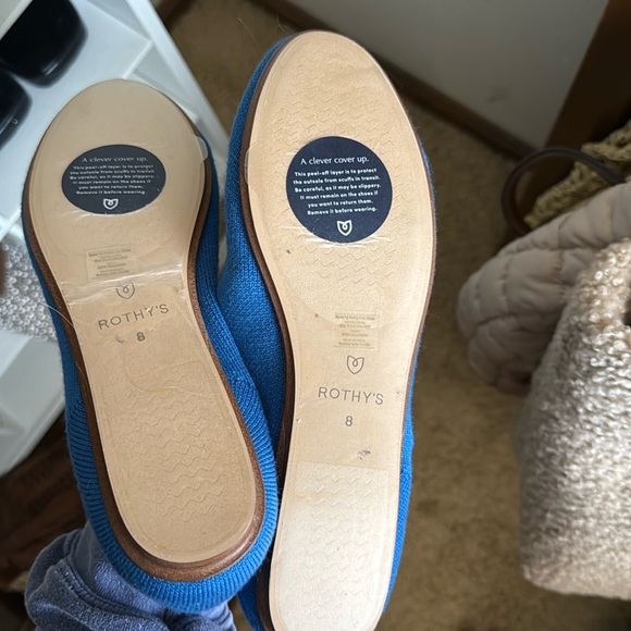 Rothy's Merino Tassel Loafer Blue Women’s Mule Slip On Flat NWT - Picture 4 of 5